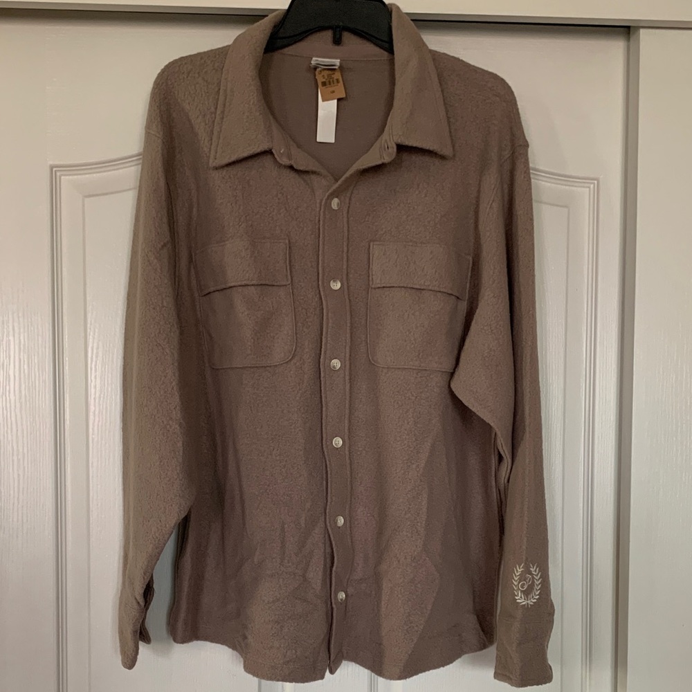 NWT PINK Victoria's Secret Taupe Shirt Jacket